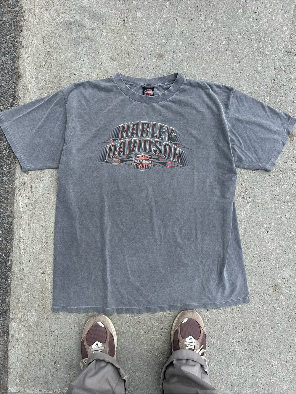 Harley-Davidson Gray Tee with Orange Accent Logo